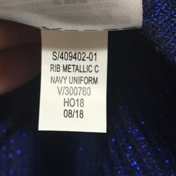 Gap merino wool blend rib metallic navy long sleeve sweater too size XS … - Picture 6 of 8